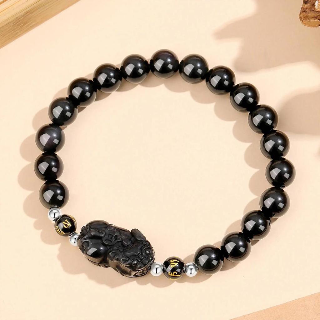 Armband aus natürlichem Kristallobsidian mit Erdbeerkristall-Pi Xiu, leichter Luxus, hochwertiger Damenschmuck