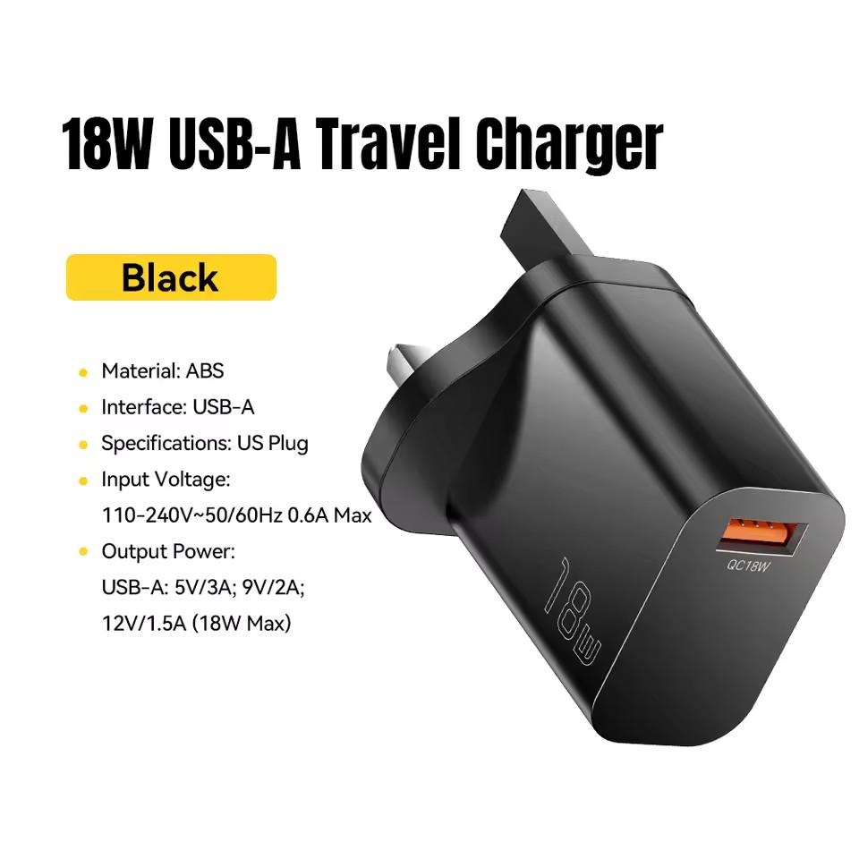 Essager 18W QC3.0 USB A Ladegerät USB Quick Charge 3.0 Schnell-Wandladegerät für Samsung S24 Huawei Xiaomi iPhone Handy-Ladegerät
