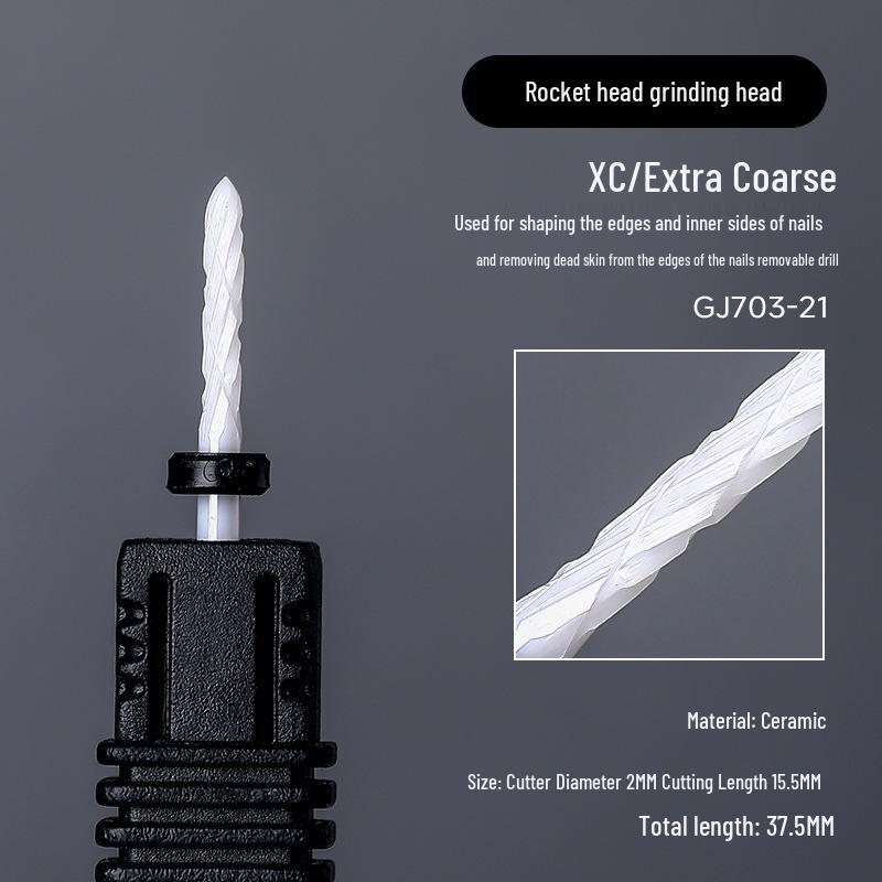 Hochtemperaturbeständiger Keramik-Nagelschleifkopf zum Formen, Entfernen der Nagelhaut, Entfernen von Gel-Politur und zur Verwendung mit einem Nagelfräser.