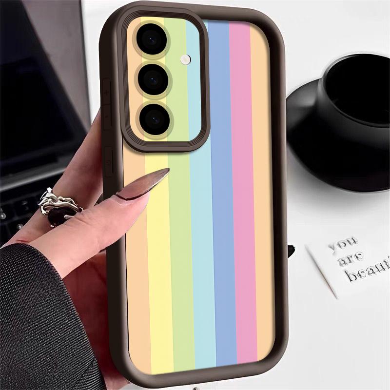 Floral Stripe Pattern Case For Samsung A57 A37 A27 A17 S26 Ultra S25 FE A56 A36 A16 A55 A35 A15 A54 5G S21 S22 S23 S24 Plus Shockproof Bumper Cover