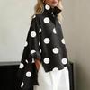 Gepunktetes Jeanshemd für Damen Locker geschnittenes Hemd mit Knöpfen und Brusttaschen Lässige Oversize-Jacke Frühling Sommer Modisches Trendiges Hemd