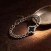 European & American Classic Four-Leaf Clover Shell Bracelet - Trendy Women's Hip Hop Thick Chain Bangle