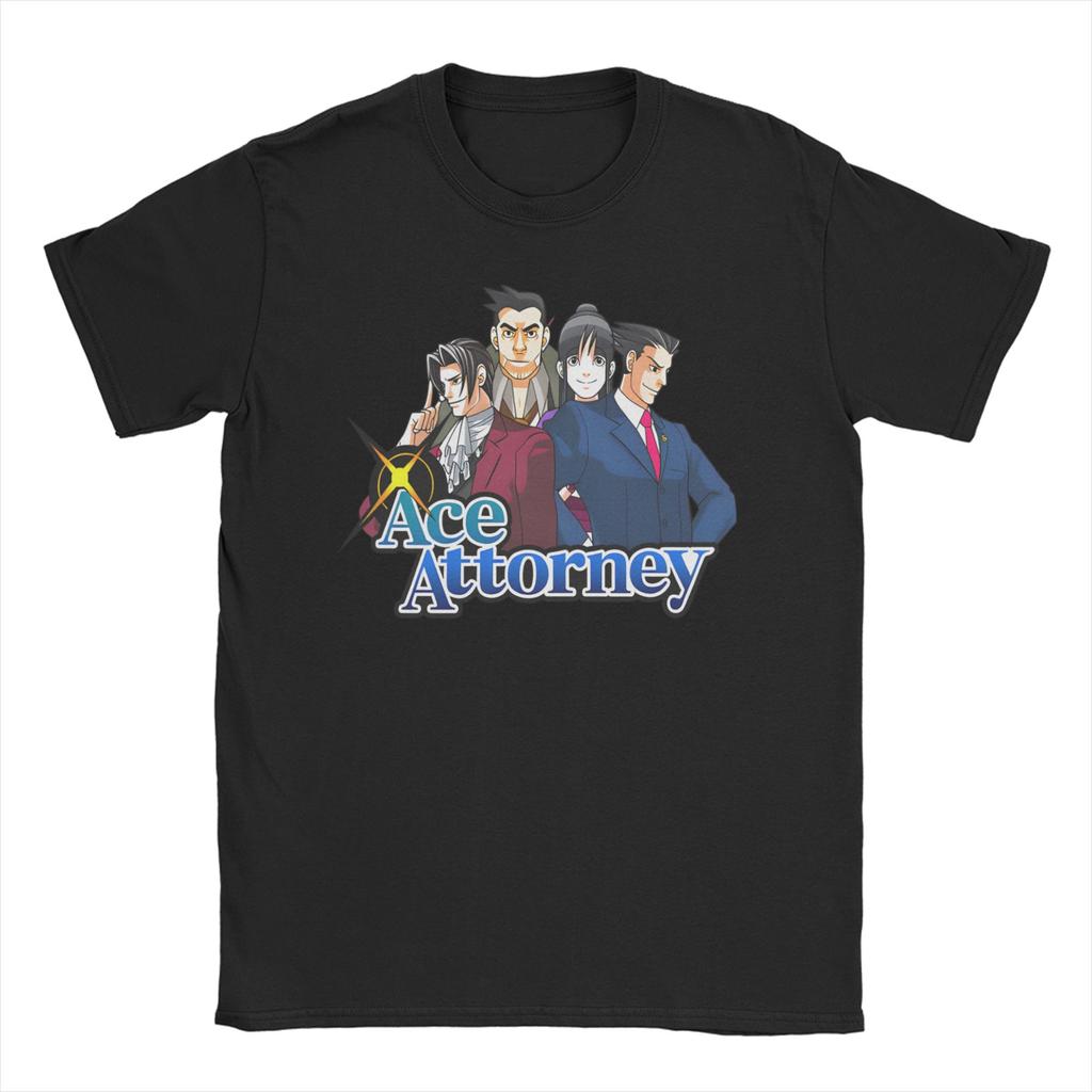 Ace Attorney Videospiel Phoenix Wright T-Shirts für Männer Frauen Vintage Reines Baumwoll-T-Shirt O-Ausschnitt Kurzarm T-Shirts Tops