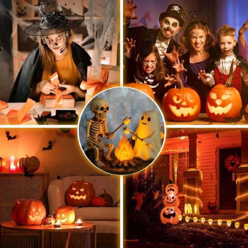 Specter Glowing Skull And Specter Light Resin Craft For Halloween Home Decorate Mysterious