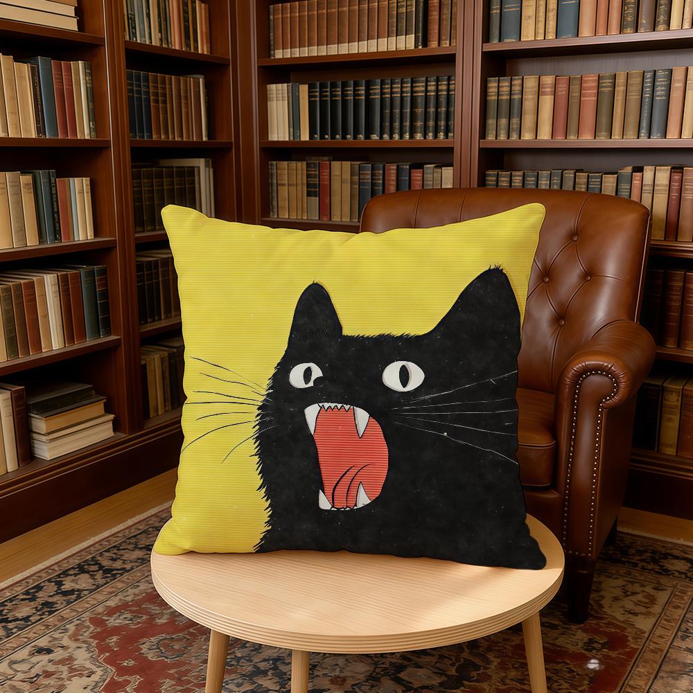 Black Cat Yellow Cartoon cushion cover Home Office Birthday Anniversary Gifts Soft Skin Friendly Cushion Cover