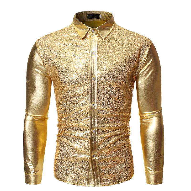 Autumn Cash Multicolor Cool Sequins Gilded Dance Clothes Shirt