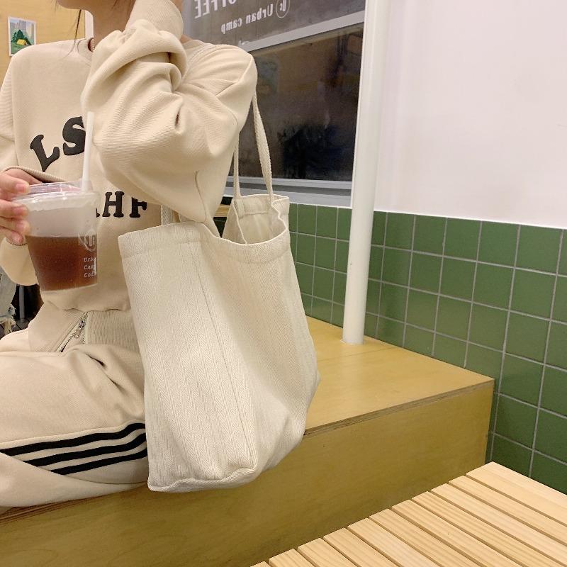 Student vest bag, simple shoulder bag, portable shopping bag, large capacity solid color