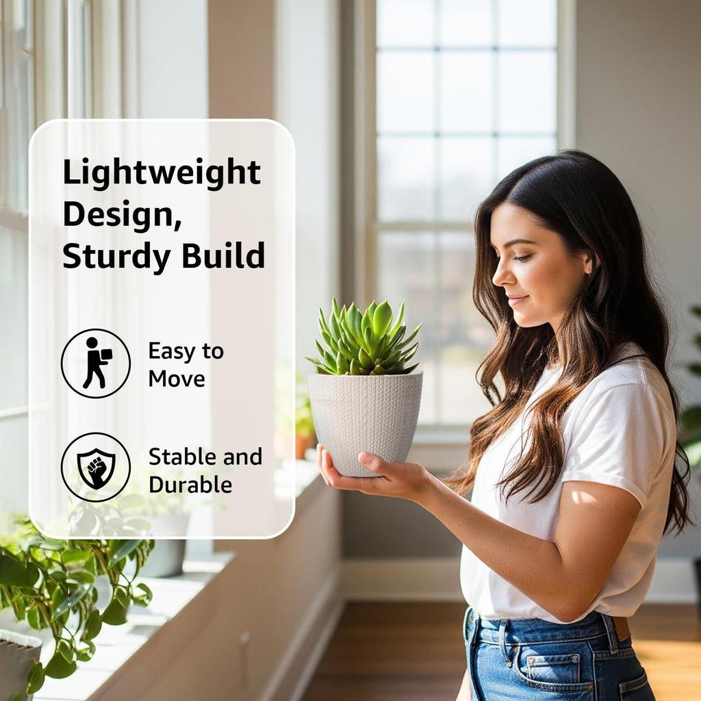 Indoor and Outdoor Round 5 Inch/12.9cm White Flower Planter Pot Best for Terrace/Balcony/Home/Office Décor – Set of 5