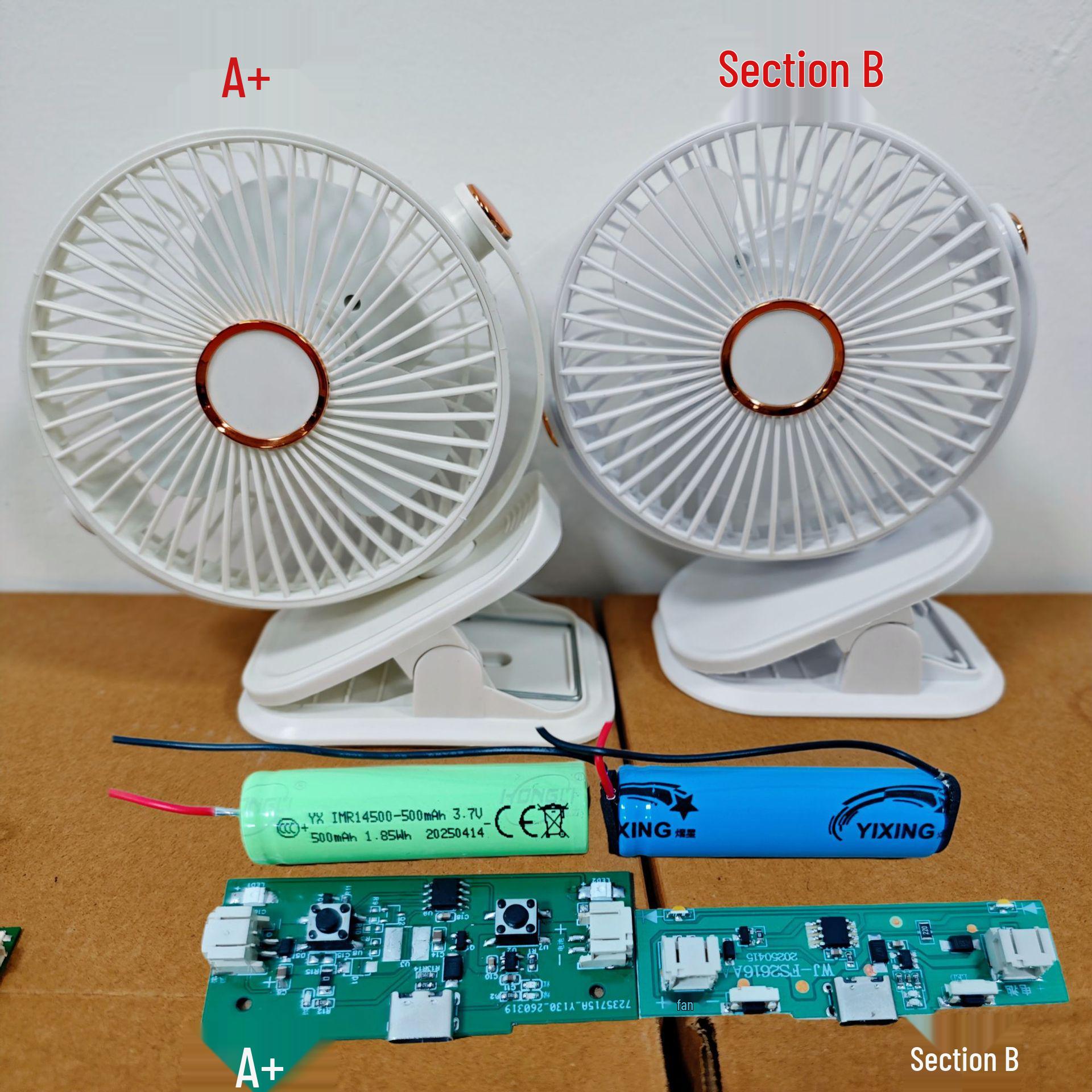 

Clip-On Silent USB Rechargeable Fan - Long Battery Life, Portable for Home and Dormitory Use 500AH