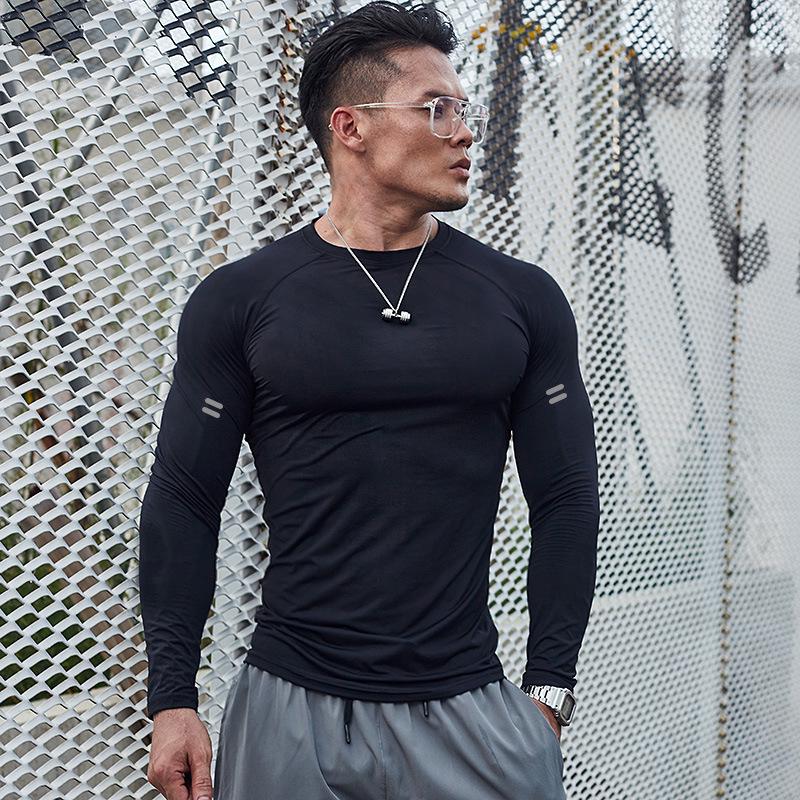 Herren Schnelltrocknende Basketball-Tights: Atmungsaktive Langarm-Kompressionsbekleidung für Outdoor-Training und Fitness.