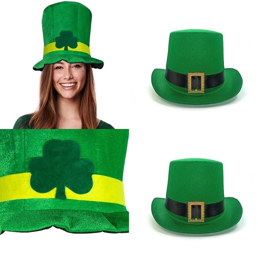 St. Patrick's Day Irish Leprechaun Shamrock Velvet Hat Adult Fancy Dress Accessory