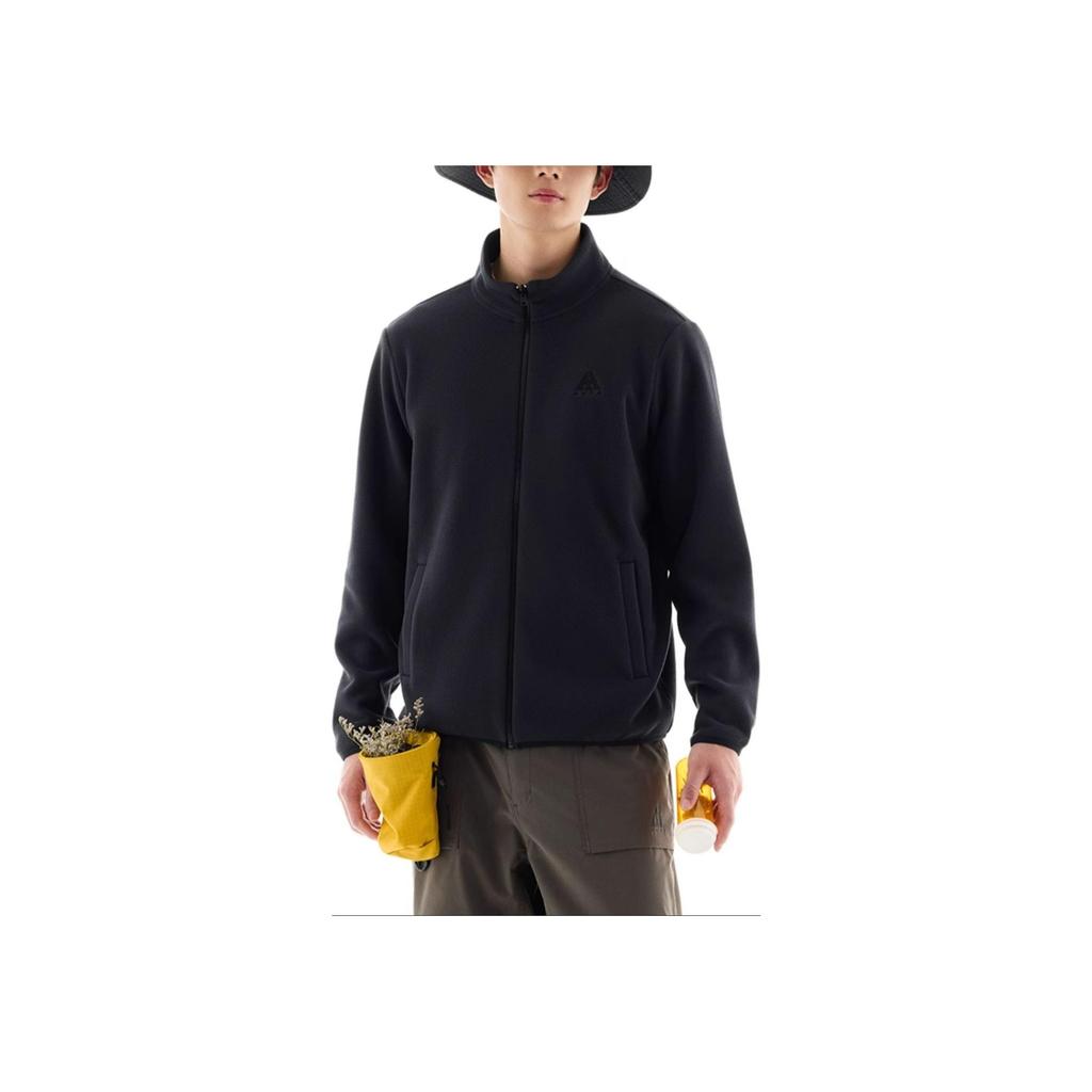 Anta Outdoor Series Warm Stand Collar Hiking Knit Sweater Men Sweater Basic-Black 952446702-4