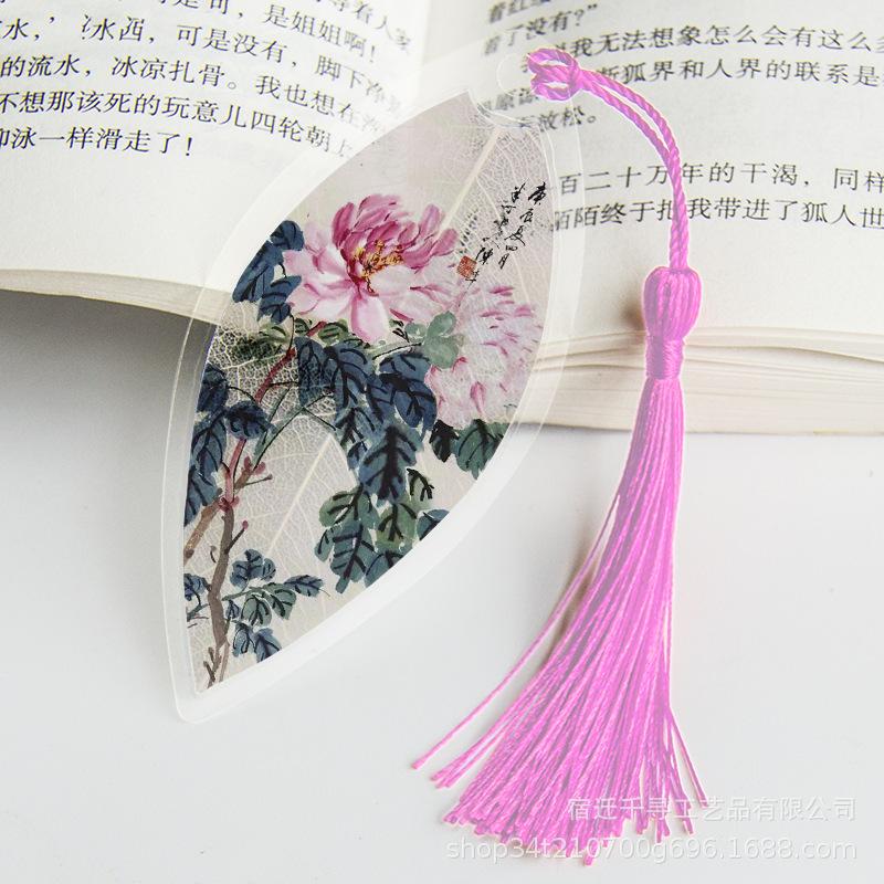 Transparent Bookmarks with Tassels Chinese Traditional Culture Plastic Bookmarks Student Teacher Stationery