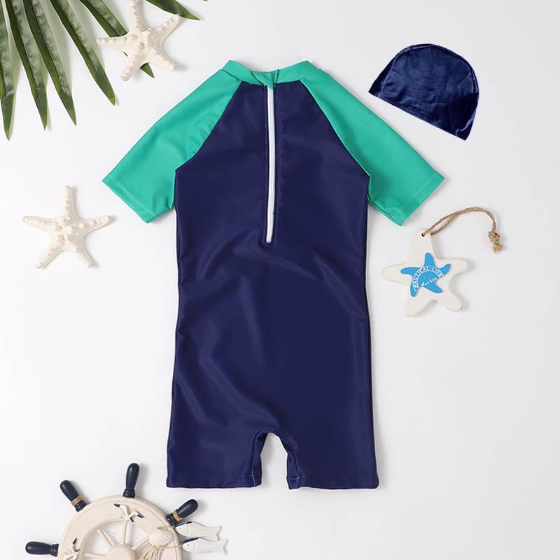 Boys' Dinosaur Sun Protection One-Piece Swimsuit (Small/Medium, Quick-Dry)