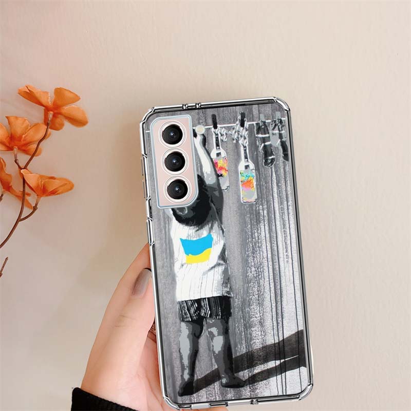Street Art Banksy Graffiti Phone Case For Samsung S24 FE Galaxy S22 Ultra S25 Edge S21 S23 FE S20 Plus Cover Shell Coque Clear S
