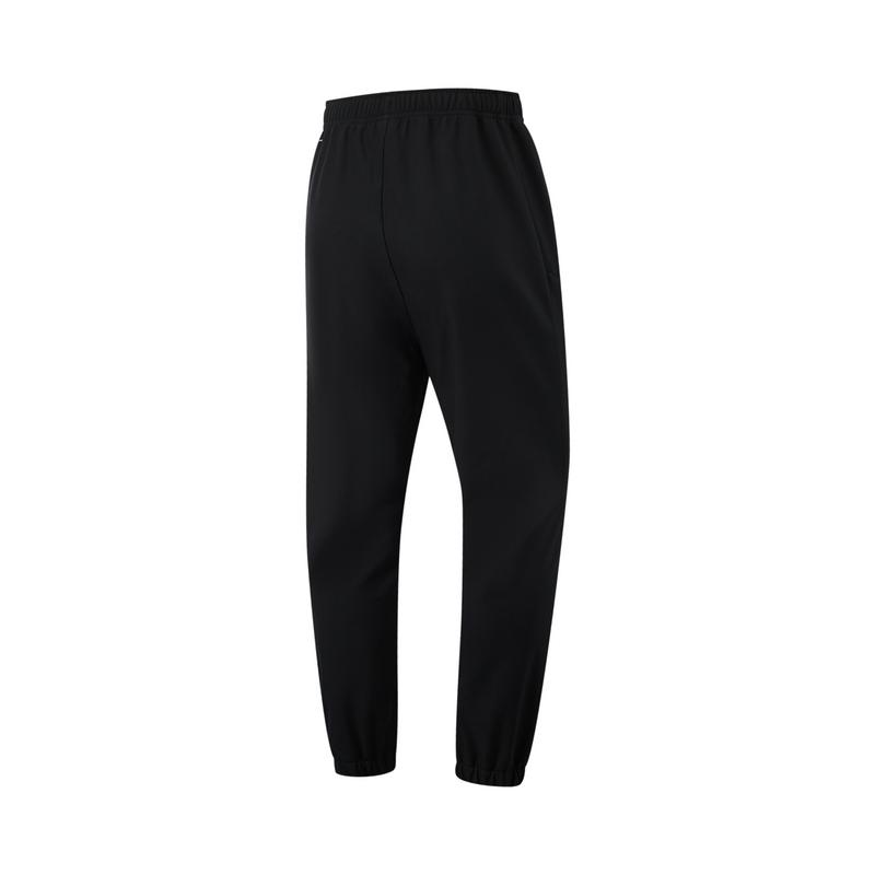 Li Ning Fitness Series Solid Color Mid Waist Comfortable Breathable Versatile Cuffed Sports Long Pants Men bottoms Black AYKU963-1