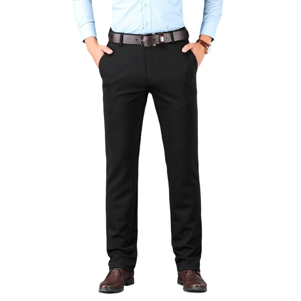 Herren Herbst/Winter High Waist Elastische Gerade Bein Weite Lässige Hose - Bügelfrei, Mittelalterlicher Papa-Stil