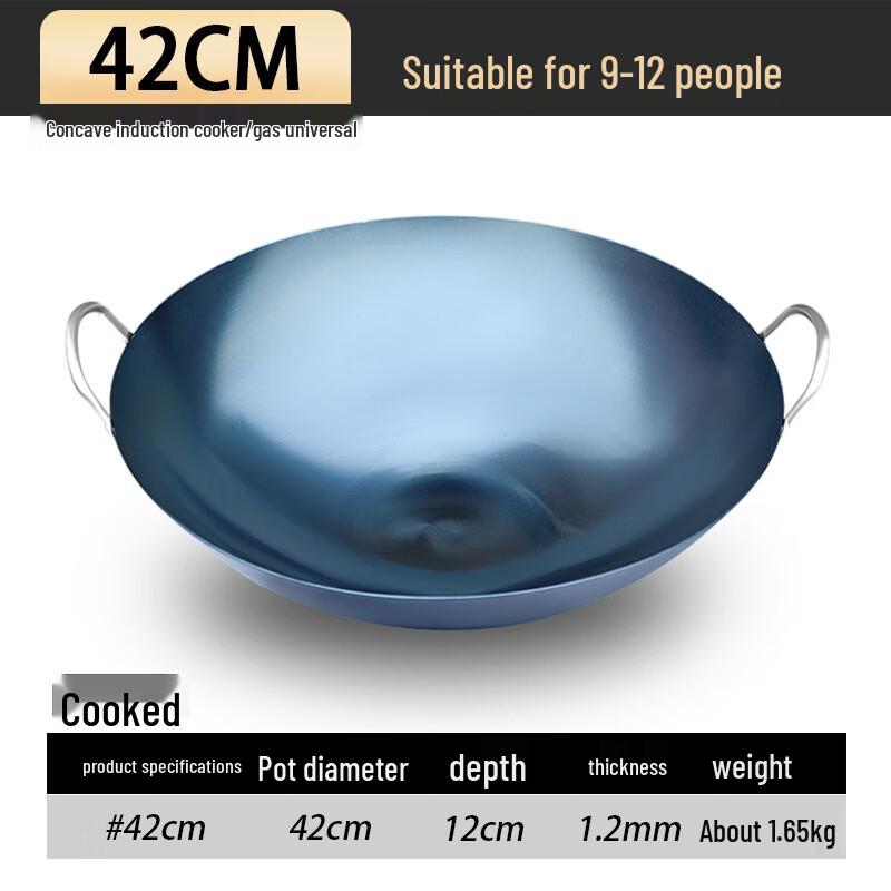 Triceratops Traditional Double-Handle Wrought Iron Wok