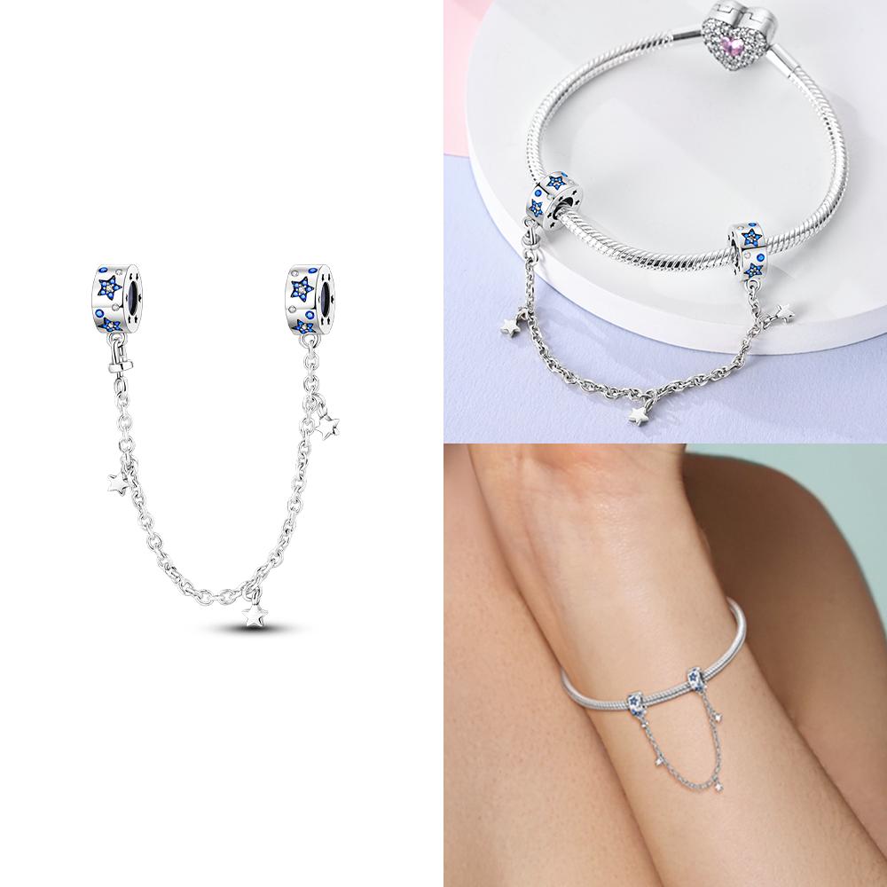 Charm Bead Charms copper Authentic Certified Blue Zircon Heart Bead Charms Jewellery Valentines Day Gift Diy Accessories Material