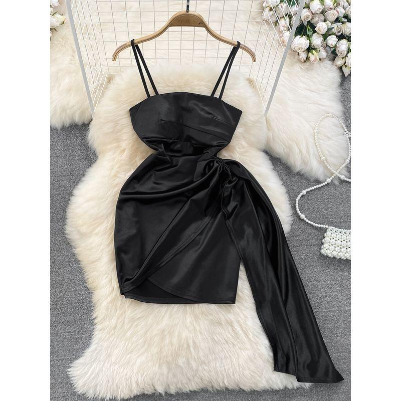 Satin Fashion Irregular Dress Summer Acetic Acid