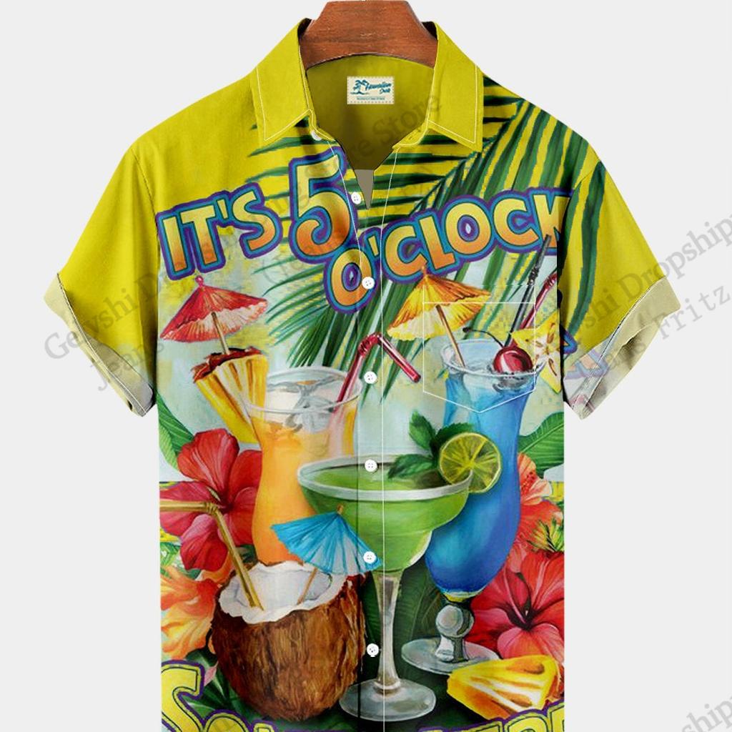 Camicia Tropic Pappagallo Tramonto Uomo Donna Moda Aloha Spiaggia Vacanza Camicia Hawaiana Manica Corta Camicetta Festiva Uomo camisa