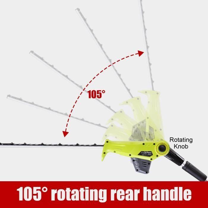 Taille-haies - dewinner - téléscopique - 2 batteries 20v - hauteur 2,40 m - électrique sans fil