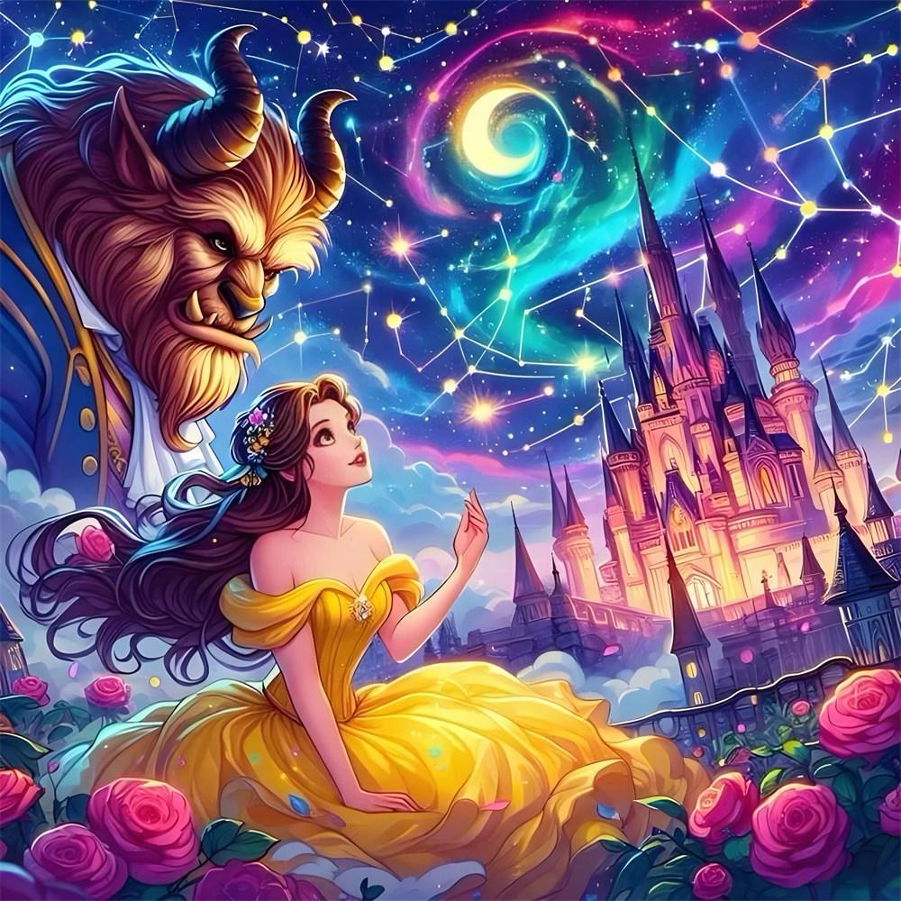 Disney 5D Diamond Painting Beauty and The Beast Cross Stitch Mosaic Kit Home Decoration Wall Sticker DIY Handmade Gift