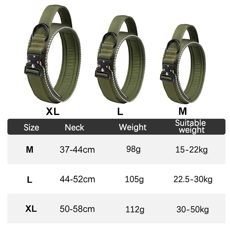 Heavy Duty Reflective Nylon Dog Collar Anti-Escape Adjustable Tactical Training Dog Collar with Control Handle Large Dog Product