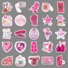 50 Pink Y2K Graffiti Stickers Small Fresh Ins Style Retro Creative Decoration Mobile Phone Water Cup Suitcase Stickers