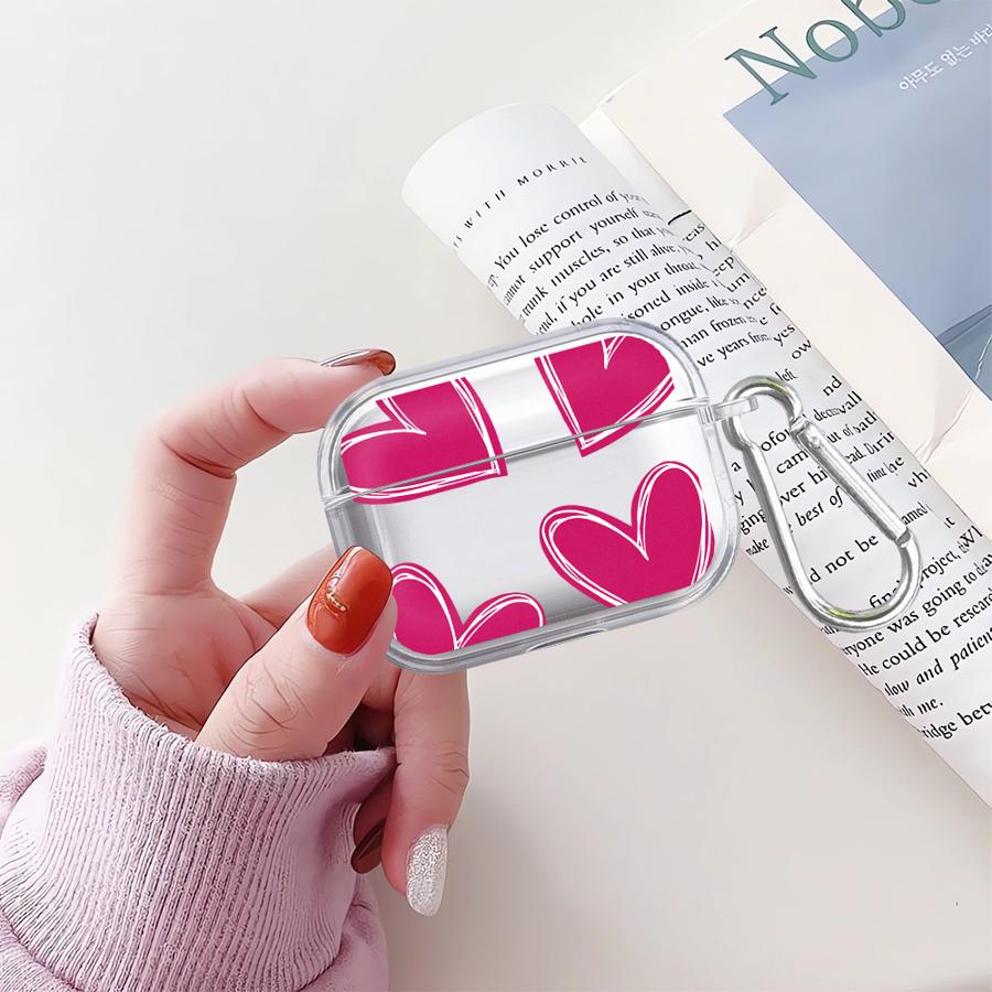 Clear Earphone Cases Cover Case For Airpods Pro3 2 3 Pro2 4 Pro 1 Pink And Blue Heart