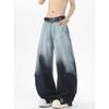 JYL Men's Wide-Leg Jeans American Vintage Dirty Splash Japanese Trendy Denim