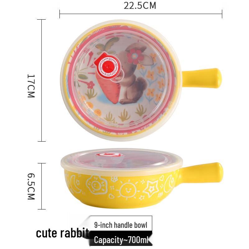 Cute Rabbit Ceramic Handle Bowl