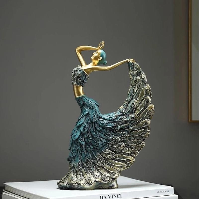 Abstrakte Tanzender Pfau Harzfigur – Elegantes Wohnzimmer Heimdeko Ornament