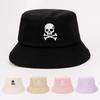 Summer Solid Bucket Hat For Women Embroidery Skull Breathable Foldable Sunshade Outdoor Students Best Matched Fisherman Cap Gift