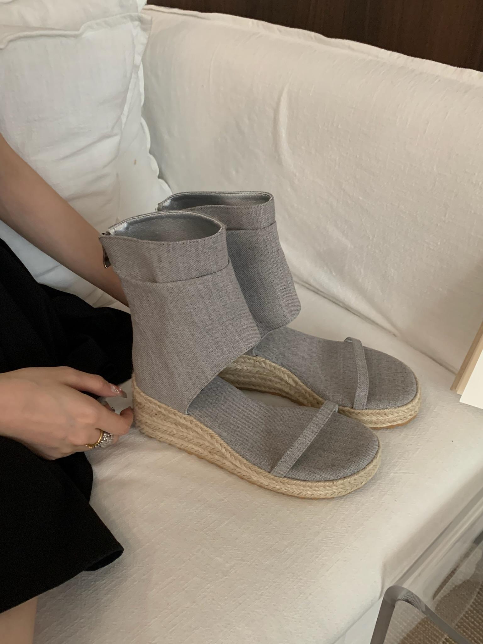 

Fashion Ankle Strap High Heel Shoes Female Pumps Beach Wedding Ladies Sandals Bohemian Handmade Ladies Casual Comfortable Espadrilles 39 серый