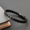 Simple New Style Men's Leather Bracelet Black/Blue/Brown Stainless Steel Buckle Valentine's Day Charm Bangle Gift Jewelry