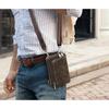 Retro Crazy Horse Leather Phone Bag Outdoor Portable Shoulder Crossover Multi Functional Waist Large Screen Phone Storage Bag