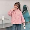 Kids Girls Reversible Fleece Lined Hooded Cartoon Windbreaker Jacket