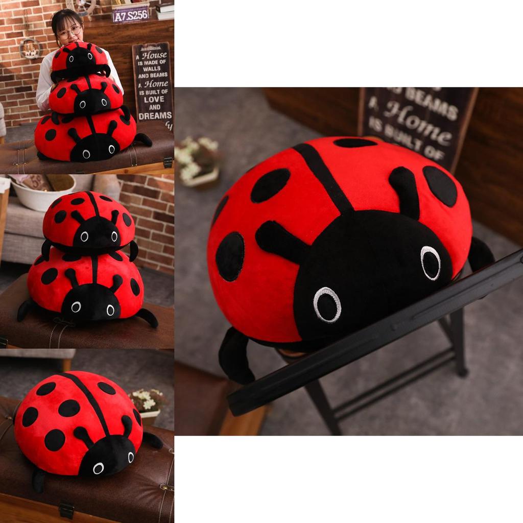 Adorable Orange Plush Ladybug Stuffed Toy Cute Cartoon Insect Pillow Cushion Gift