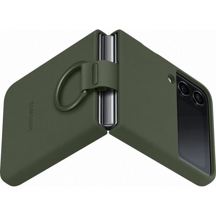 Coque Silicone Avec Anneau SAMSUNG Galaxy Z Flip4 Kaki