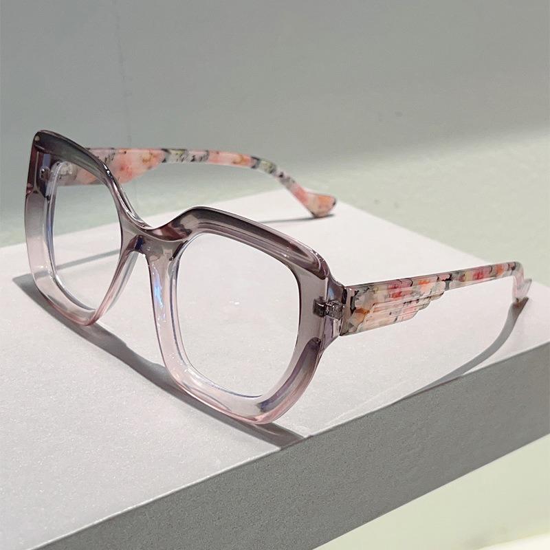 Fashion Leopard Splicing Color Large Frame Cat Eye Anti Blue Light Eyeglasses Men Women FULL Frame High Definition Eyewear