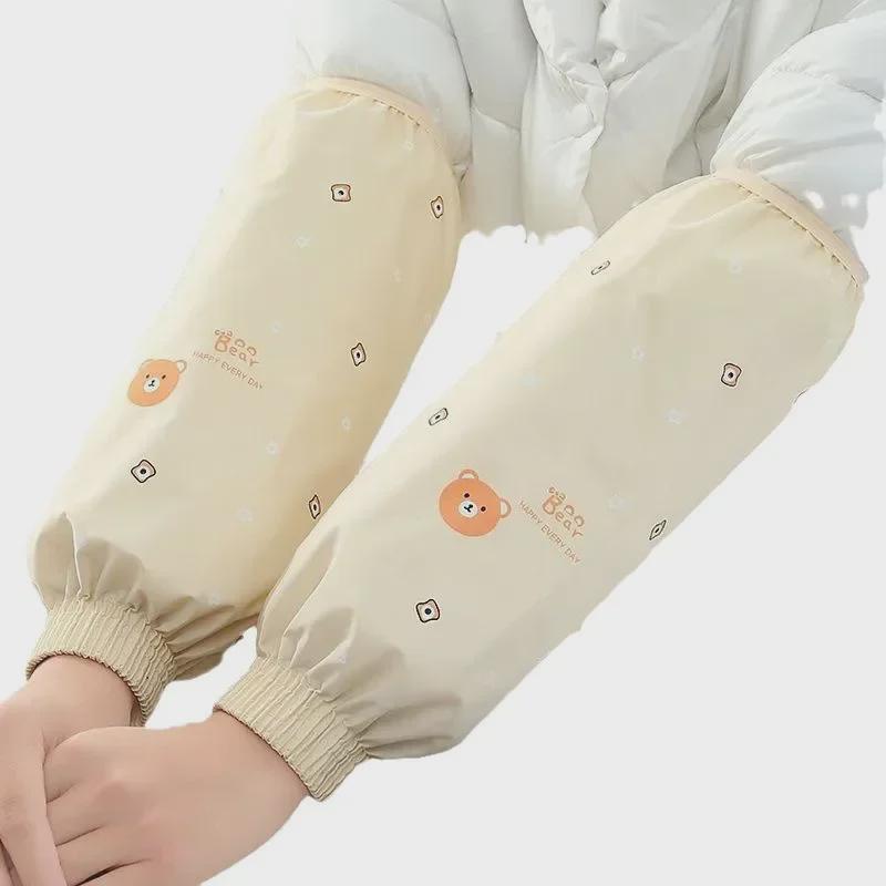 Waterproof and Dirt-Resistant PU Kitchen Sleeves for Women - Long, Oil-Resistant, White, Ideal for Summer Housework