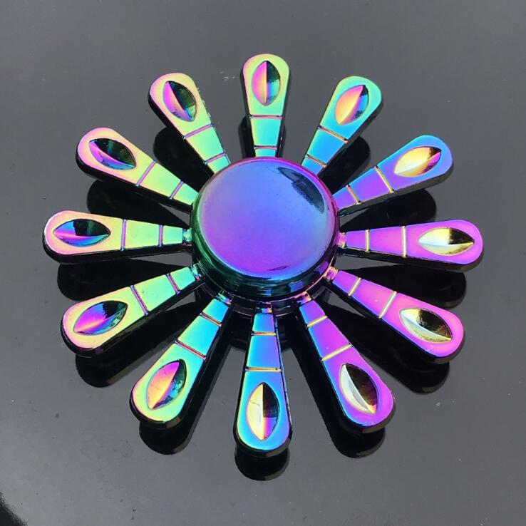 Colorful Zinc Alloy Fidget Spinner: Black Tech Stress-Relief Toy for Students and Kids.