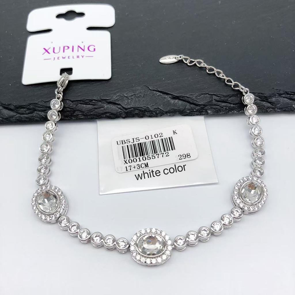 XUPING Jewelry Iced Out Synthetic CZ Colorful Gemstone Artificial Stone Clasp Gold Color Plated Pink Women Heart Tennis Bracelet