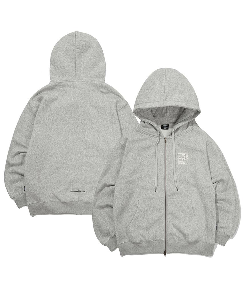 Urbanage Logo Print Zip-Up Hoodie In Melange
