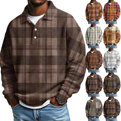 Camisa informal de hombre con botones, jersey de golf con cuello en V y cuello alto, sudadera de moda para otoño.