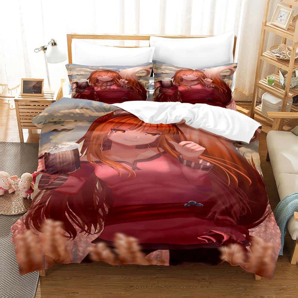 3D Druck Anime Spice and Wolf Bettwäsche Set Einzelbett Twin Full Queen King Size Bettset Erwachsene Kinder Schlafzimmer Bettbezug Set Heimtextilien