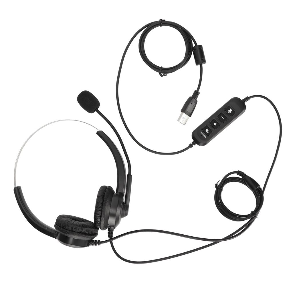Binaural Customer Service Headset Noise Reduction Volume Adjustment Mute USB Business Headphone