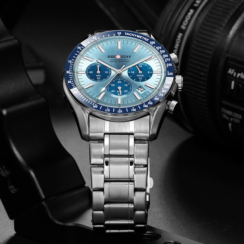 Men's Watches Luxury Round Quartz Wristwatch Waterproof Chronograph Watch for Men Auto Date Clock