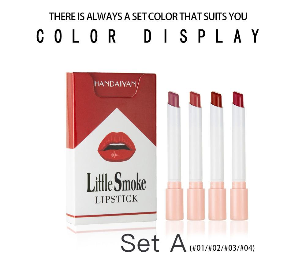 Handaiyan Lipstick 4 Set Matte Velvet Sigarette Lip Gloss Is Net Maklik Te Ferdwinen Fan Kleur Luie Make-up